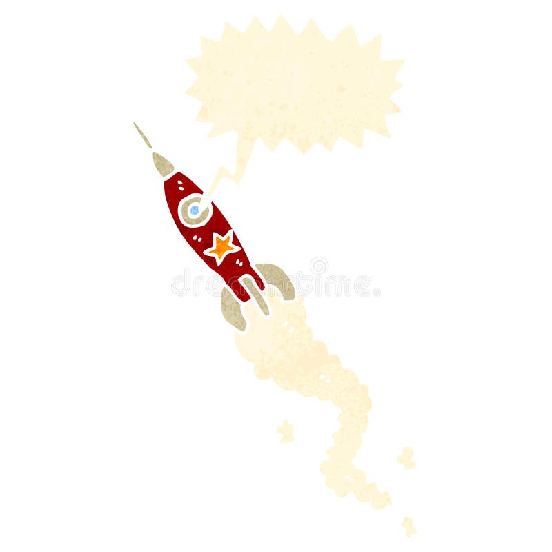 retro cartoon space rocket
