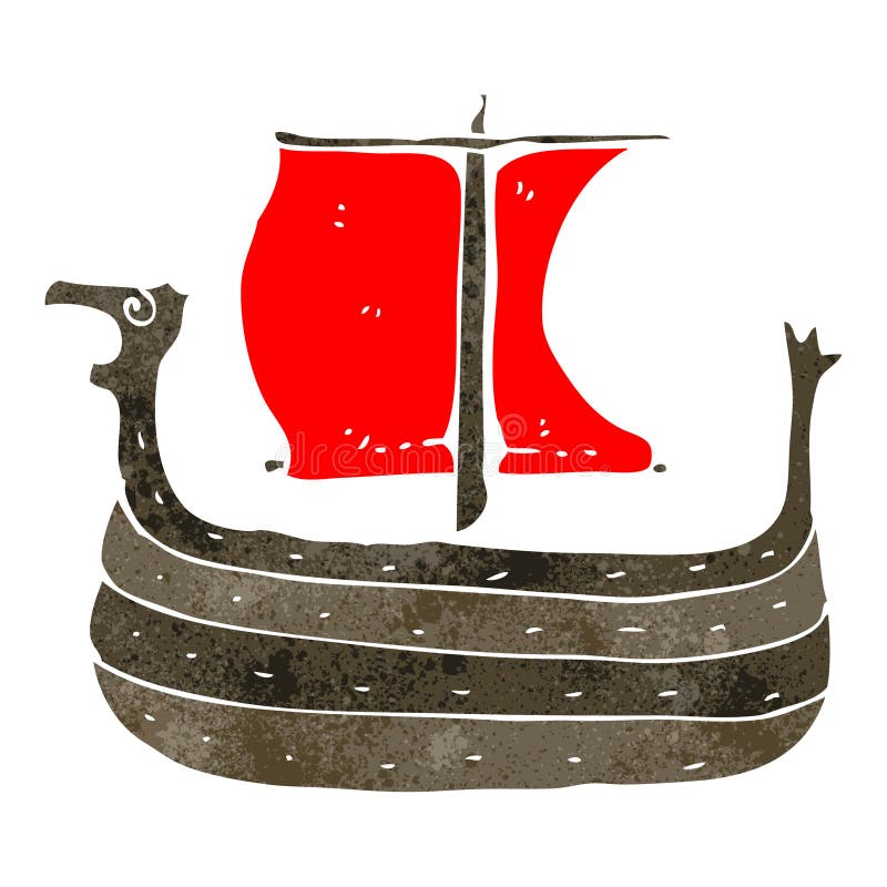 retro cartoon viking ship