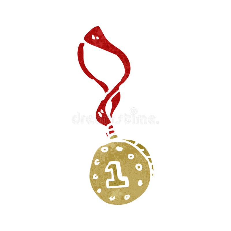Retro cartoon winners medal stock illustration