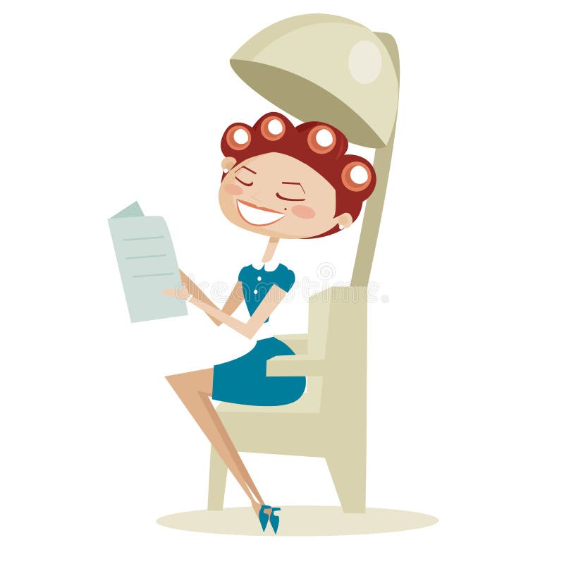 Retro Cartoon Woman, at the Hair Salon Stock Illustration