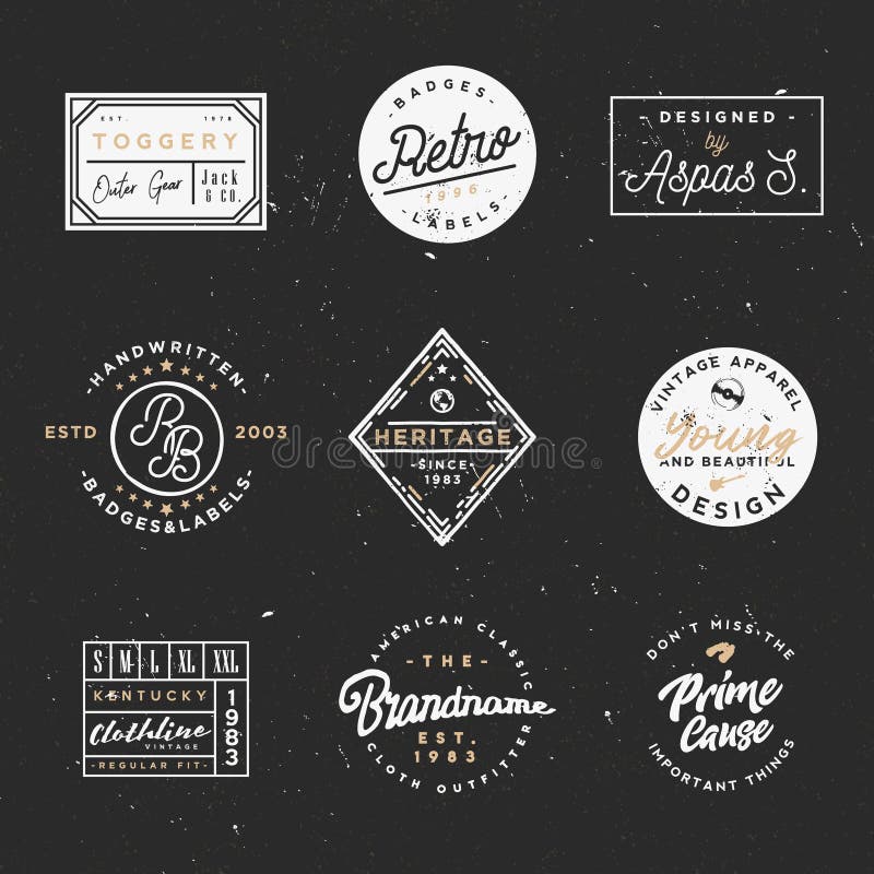 Retro Clothing Badges in Minimal Vintage Style Stock Vector ...