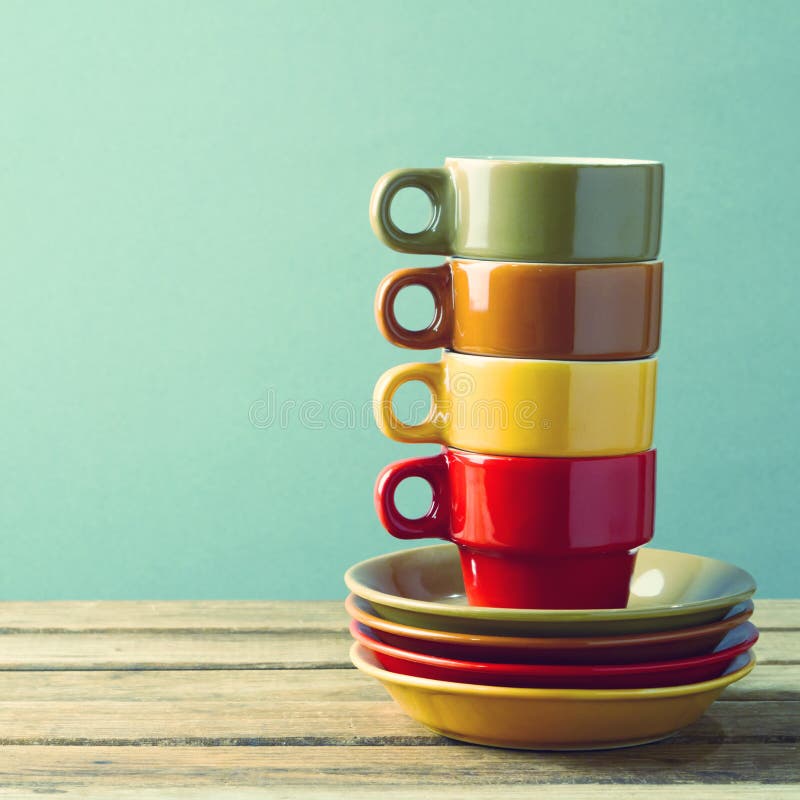 Retro coffee cups royalty free stock photo