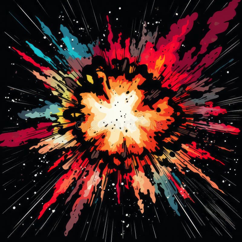Retro Comic Book Style Supernova Explosion On Black Background royalty free illustration