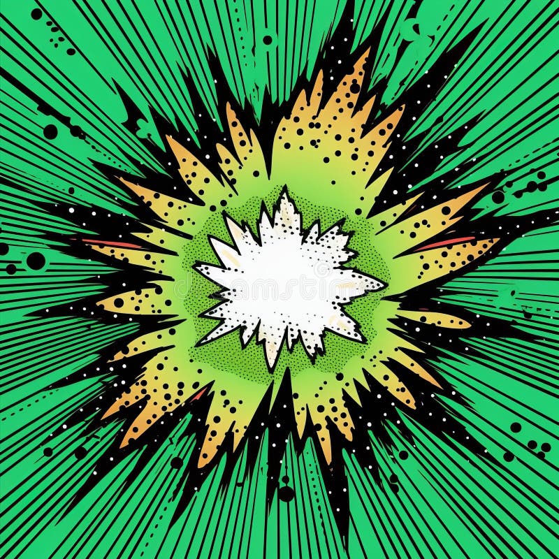 Retro Comic Burst On Green Background: Explosive Pigmentation Manga Art vector illustration