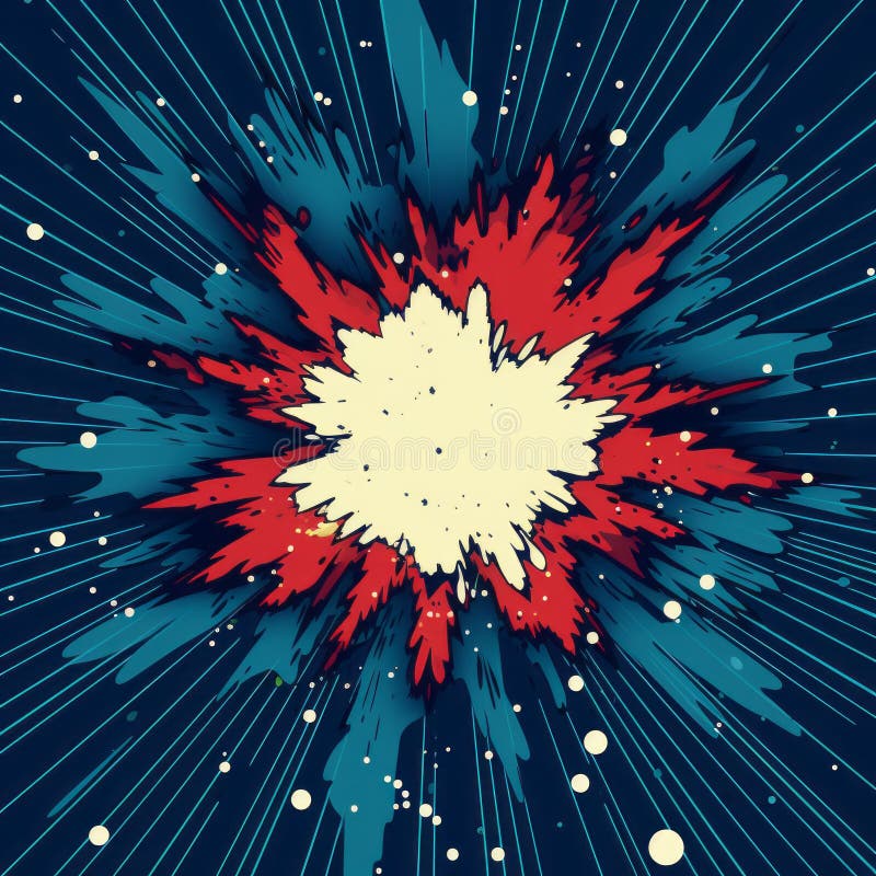 Retro Comic Explosion Background In Red And Blue stock illustration