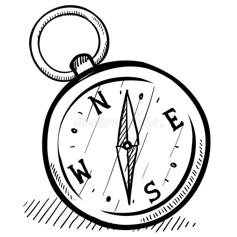 Retro compass sketch stock vector. Illustration of circle 23436258