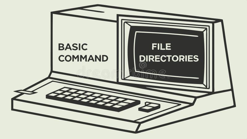 Retro computer command screen, vintage tech and classic interface vector design Generative AI stock illustration