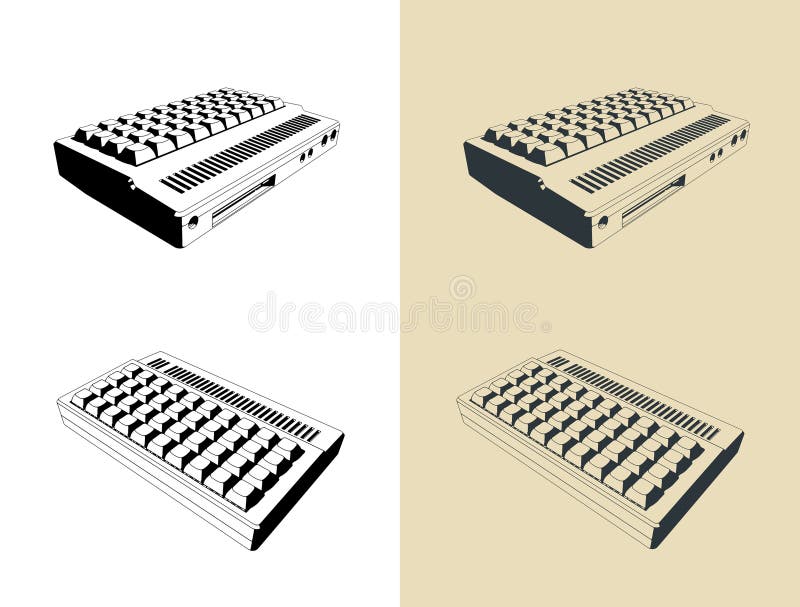 Retro computer illustraties royalty-vrije illustratie