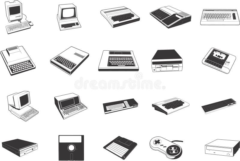 Retro Computer Illustrations Stock Vector Illustration of controller