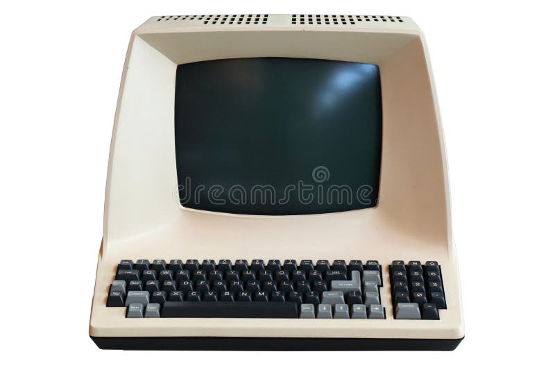 Retro computer isolated on white royalty free stock photography