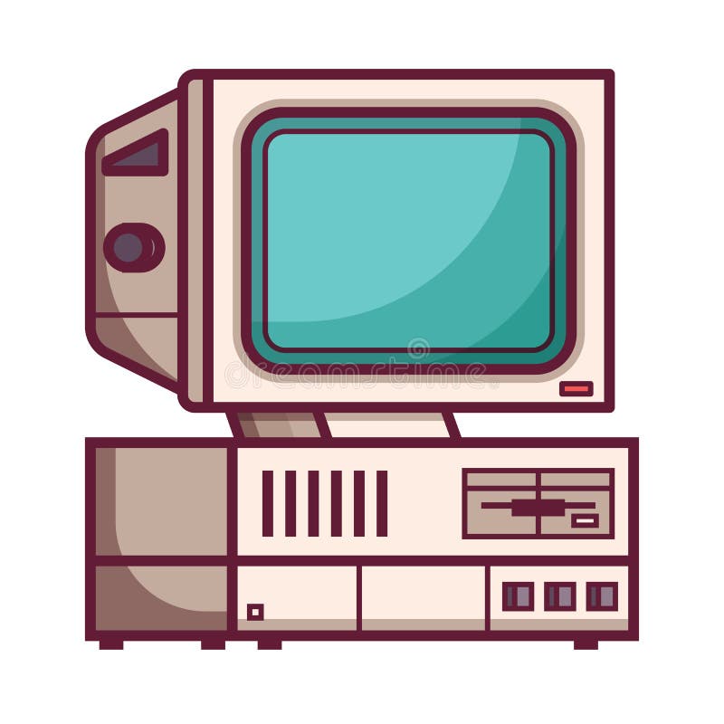Retro Computer from 90s stock vector. Illustration of desktop - 113032346