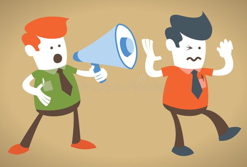 Retro Corporate Guy holding a megaphone stock illustration Retro Corporate Guy holding a megaphone stock illustration