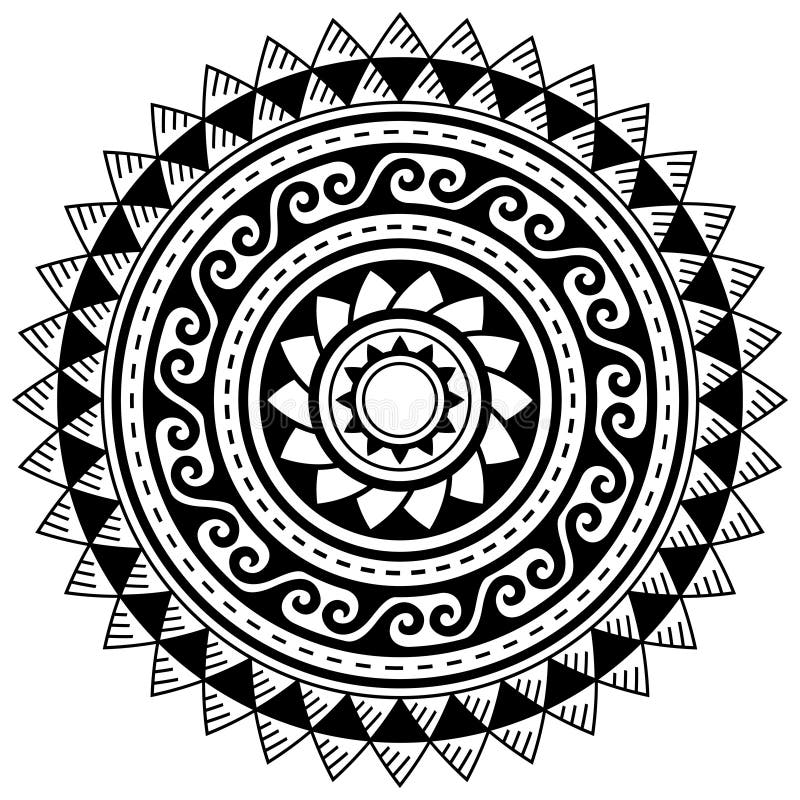 Polynesian Geometric Mandala Vector Pattern, Hawaiian Tribal Design In ...