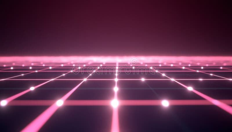 Retro cyberpunk background. Sci Fi background. Neon light grid landscapes from the 1980s and 1990s. Stock image royalty free illustration