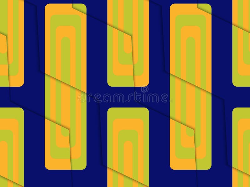 Retro 3D blue green and orange zigzag cut with rectangles