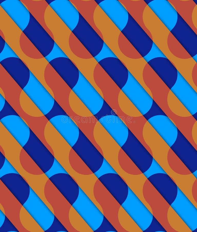 Retro 3D diagonal cut blue and orange waves