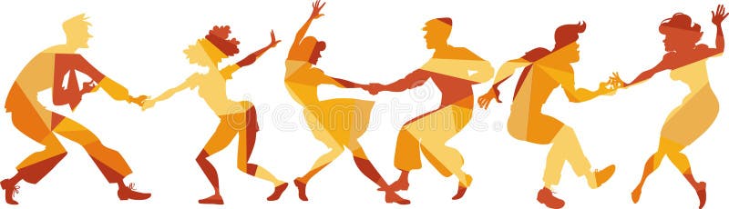 Polygonal vector silhouette of people dancing swing, lindy hop or rock and roll, EPS 8. Polygonal vector silhouette of people dancing swing, lindy hop or rock and roll, EPS 8