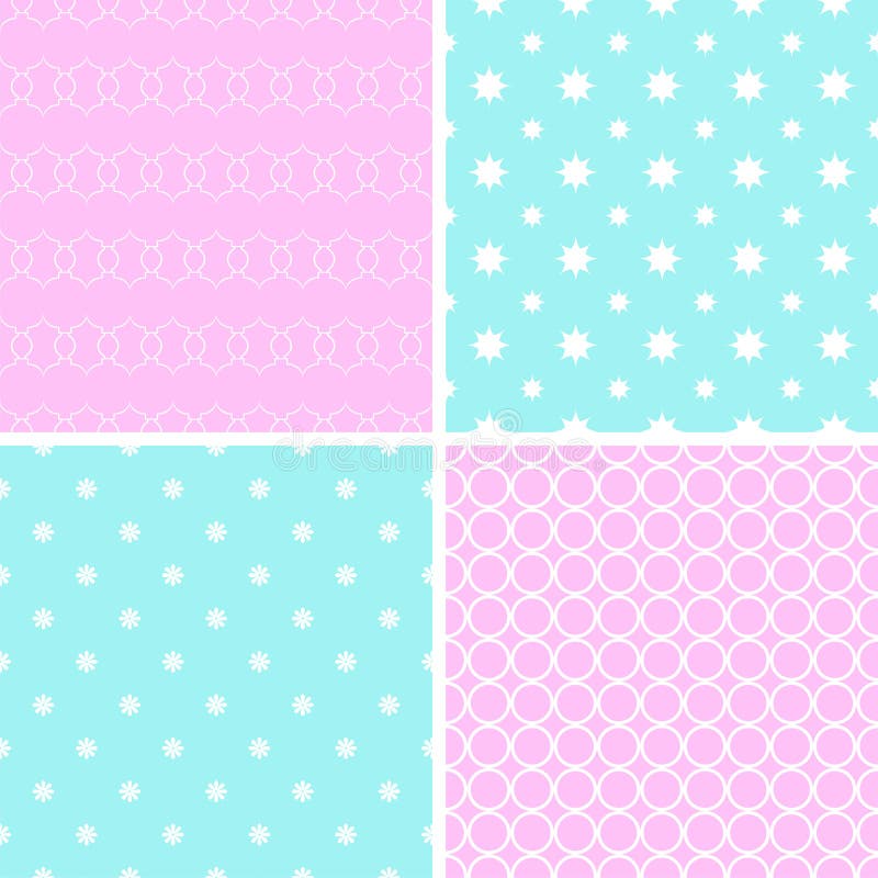 4 retro different seamless patterns. vector illustration