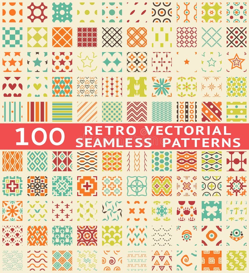 Retro different vector seamless patterns (with