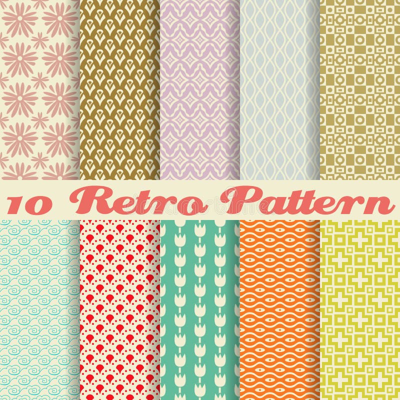 Retro different vector seamless patterns (tiling). vector illustration Retro different vector seamless patterns (tiling). vector illustration