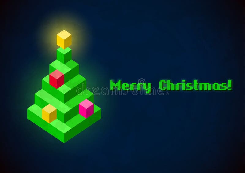 Retro- digitale Karte des Weihnachtsbaums lizenzfreie abbildung Retro- digitale Karte des Weihnachtsbaums lizenzfreie abbildung