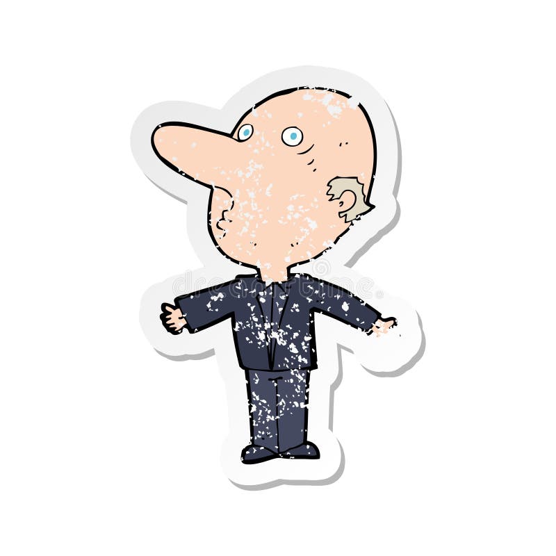 retro distressed sticker of a cartoon confused middle aged man