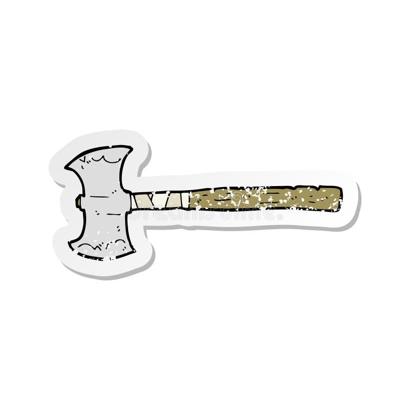 retro distressed sticker of a cartoon double sided axe