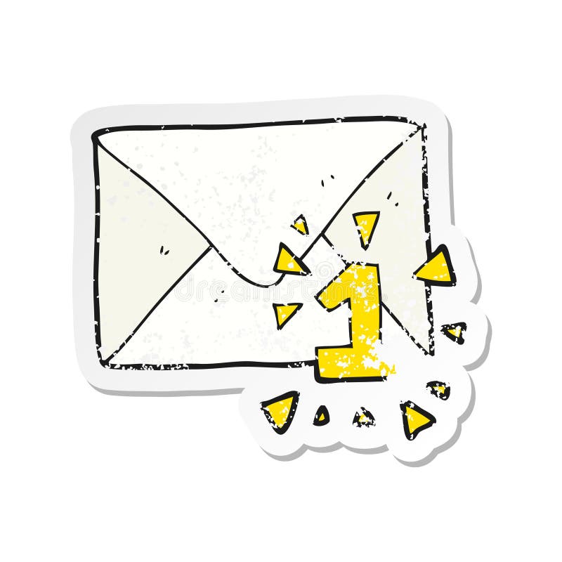 retro distressed sticker of a cartoon email message