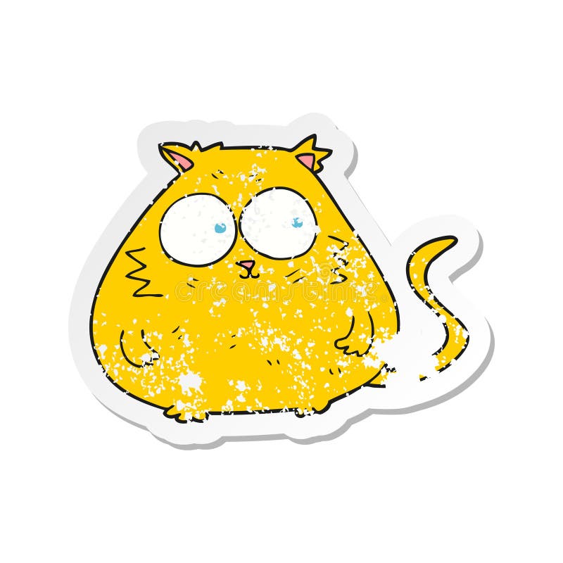 retro distressed sticker of a cartoon fat cat