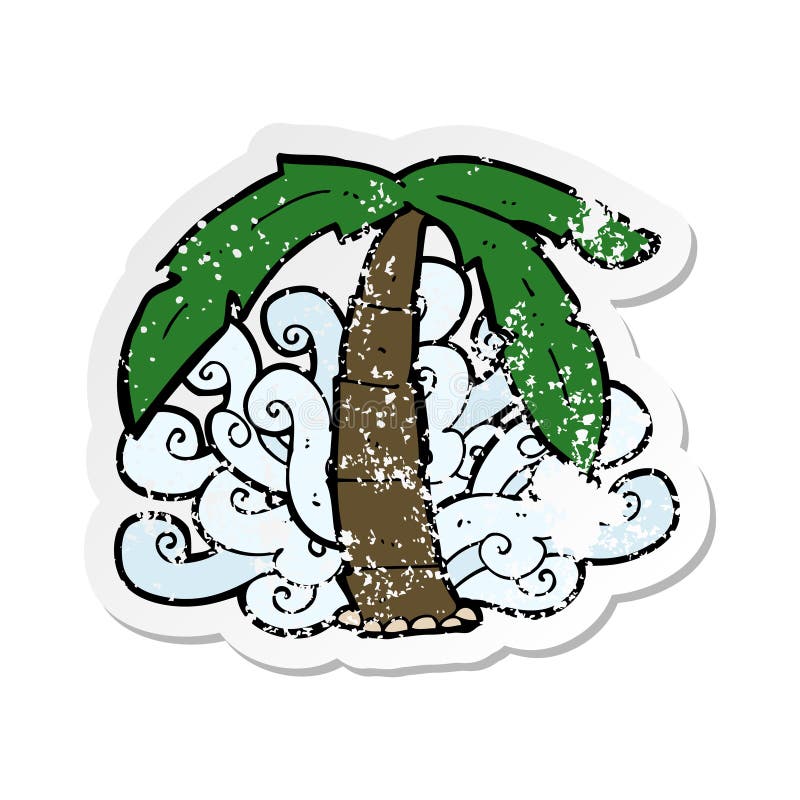 retro distressed sticker of a cartoon palm tree symbol