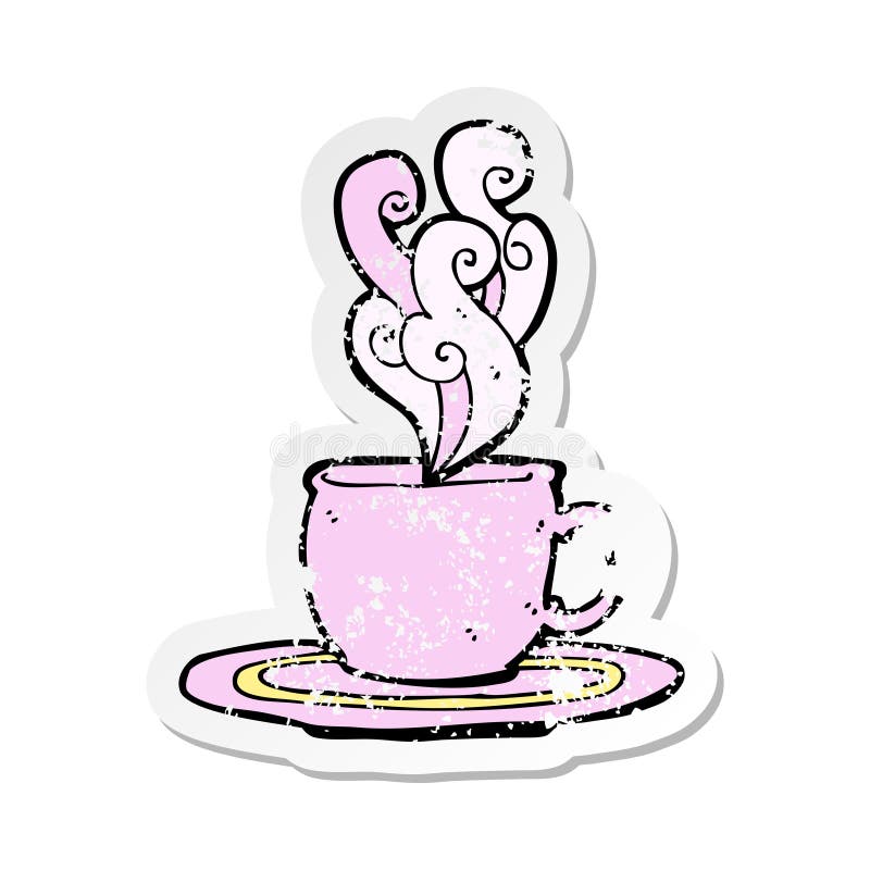 retro distressed sticker of a cartoon tea cup