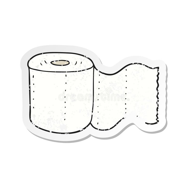 retro distressed sticker of a cartoon toilet paper