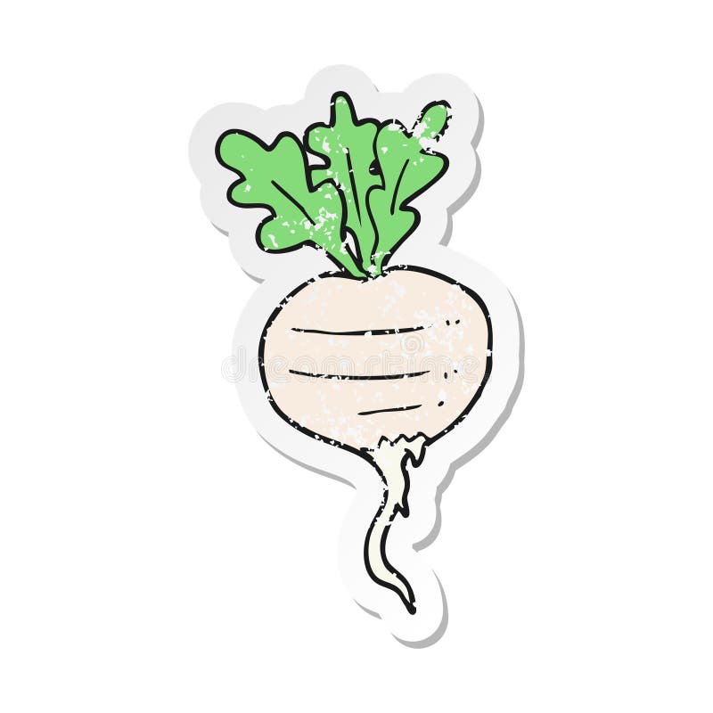 retro distressed sticker of a cartoon turnip