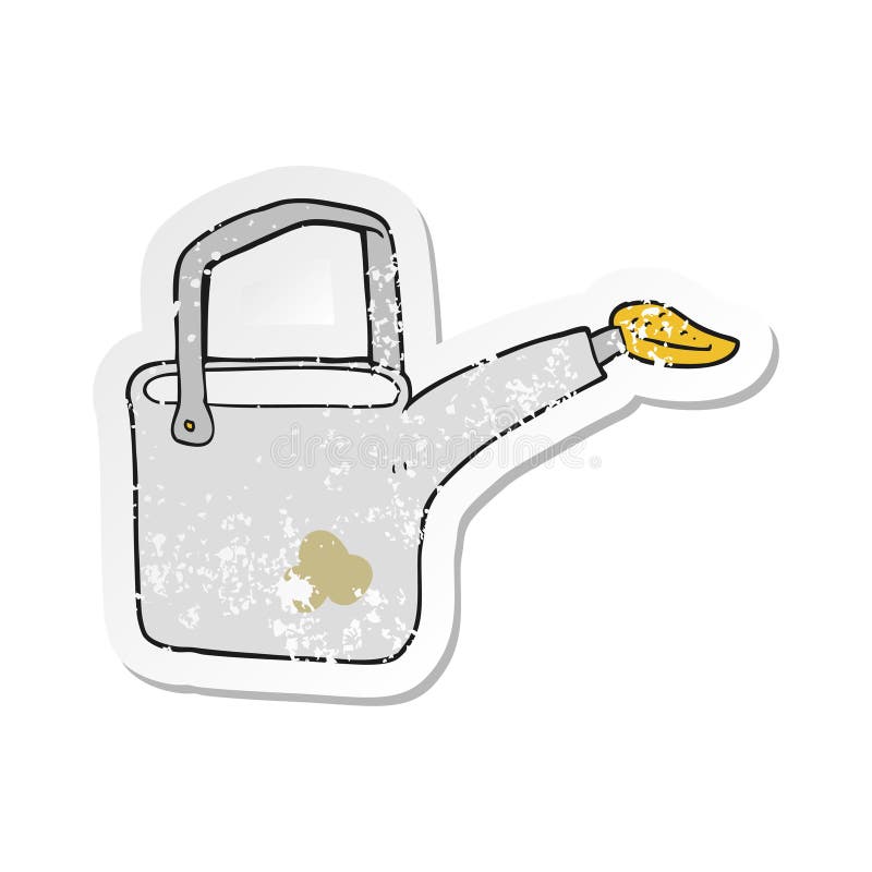 Retro Distressed Sticker of a Cartoon Watering Can Stock Vector