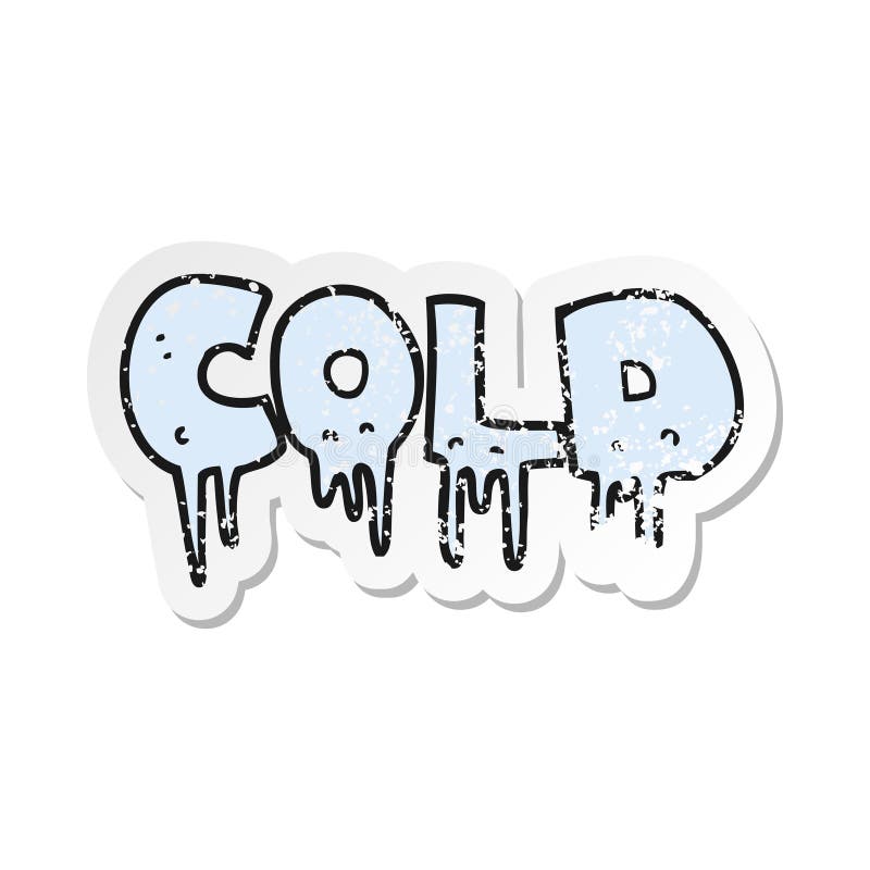 retro distressed sticker of a cartoon word cold