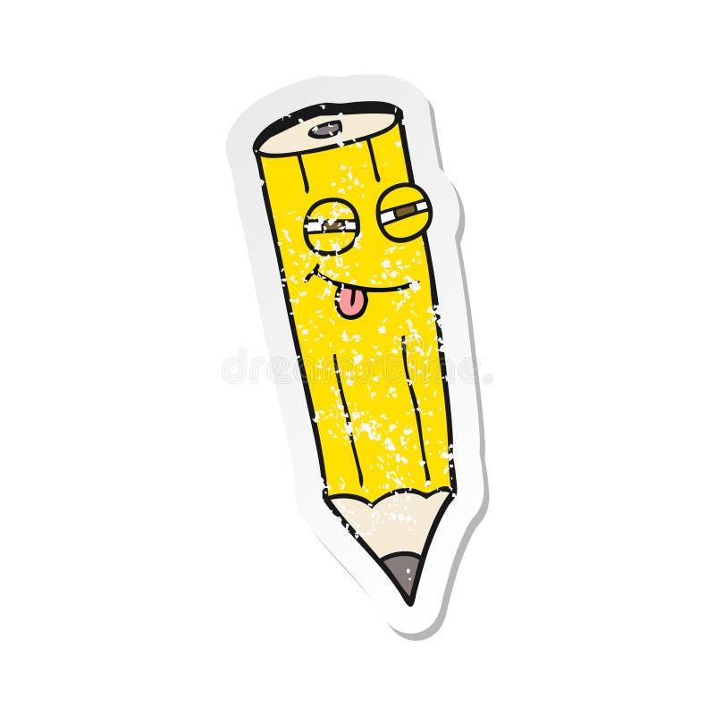 cartoon pencil with face