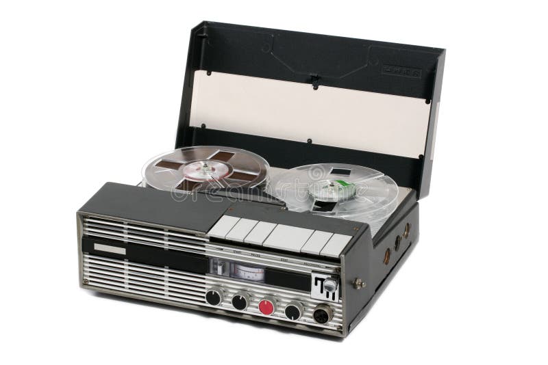 Retro draagbare open spoelbandrecorder stock afbeelding Retro draagbare open spoelbandrecorder stock afbeelding