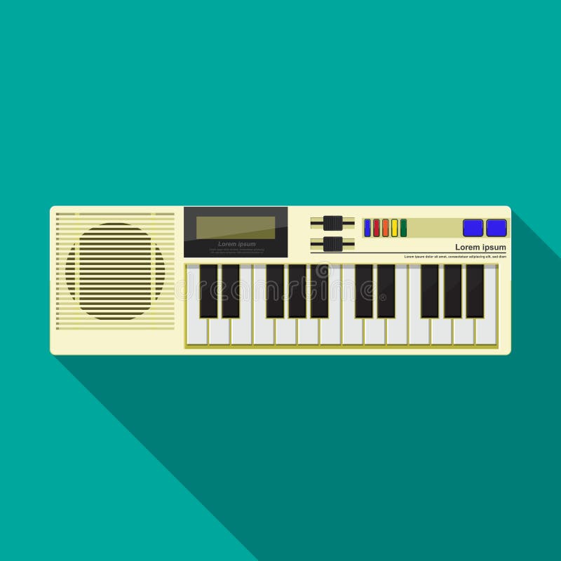 Electric Piano Or Synthesizer. Musical Instrument With Black And White