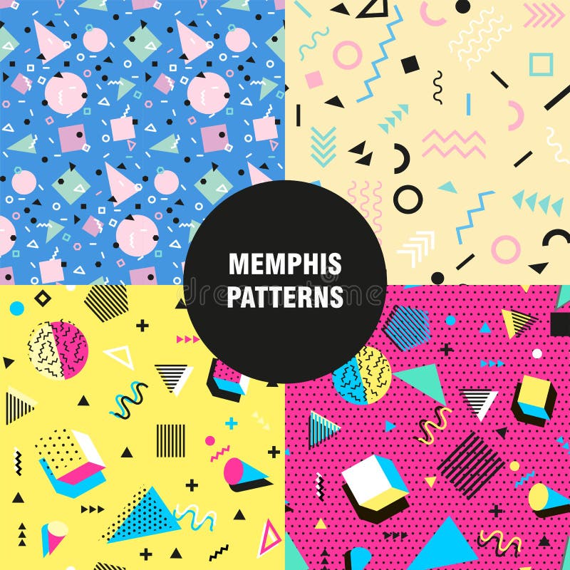 Retro-epoca anilor 80 sau 90. set de tipare fără probleme memphis. elemente geometrice pentru trenuri. design abstract modern royalty free illustration