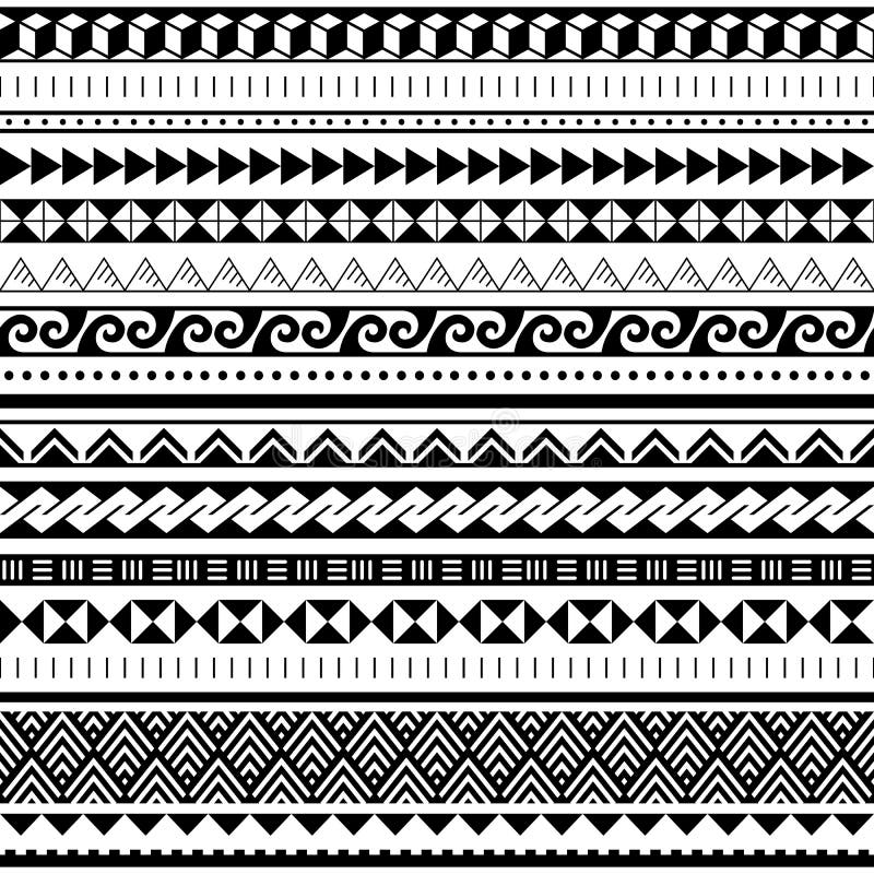 Polynesian Seamless Geometric Vector Pattern with Maori Face Mandala ...