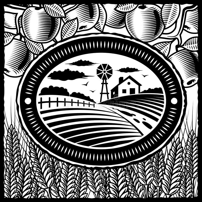 Retro farm black and white royalty free illustration Retro farm black and white royalty free illustration