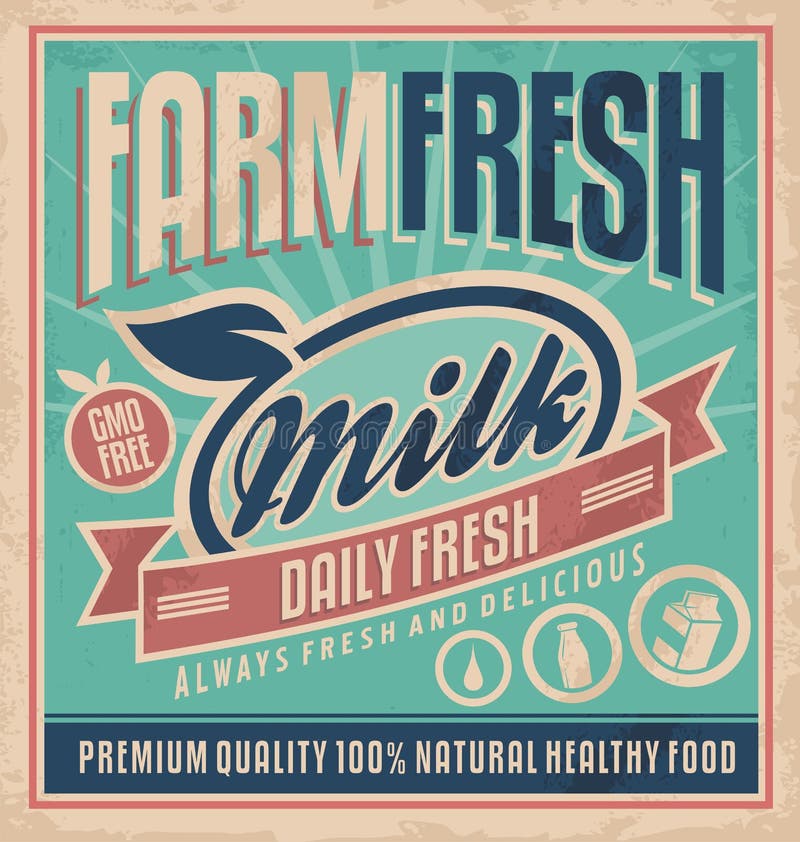 Retro farm fresh milk concept Retro farm fresh milk concept stock illustration Retro farm fresh milk concept Retro farm fresh milk concept stock illustration