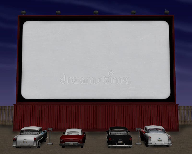 Retro Fifties Movie Theater Drive In Illustration