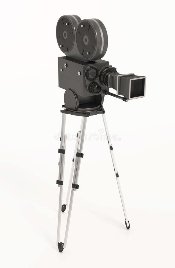 Retro film camera isolated on white background. 3D illustration stock illustration