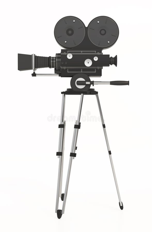 Retro film camera isolated on white background. 3D illustration stock illustration