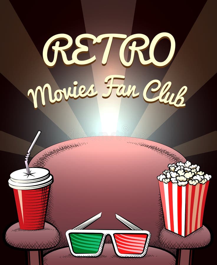 Retro- Film-Fanclubplakat lizenzfreie abbildung Retro- Film-Fanclubplakat lizenzfreie abbildung