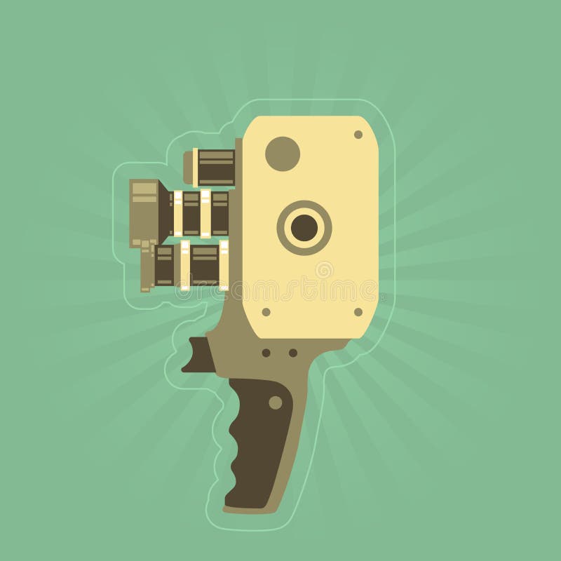 Retro film (video) camera with handle vector illustration