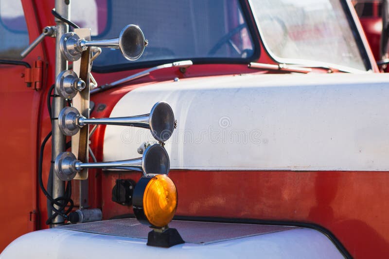 Retro fire truck horn stock photo. Image of danger, equipment 108177576