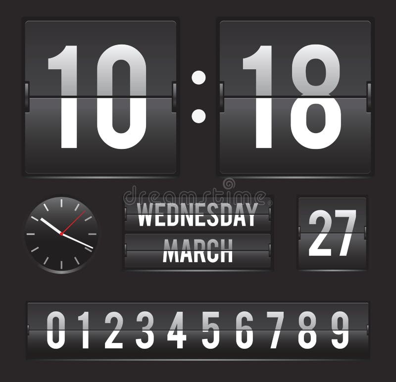 Analog countdown flip timer stock vector illustration of departures