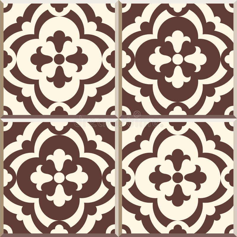 Retro Floor Tiles patern, set of four patterns